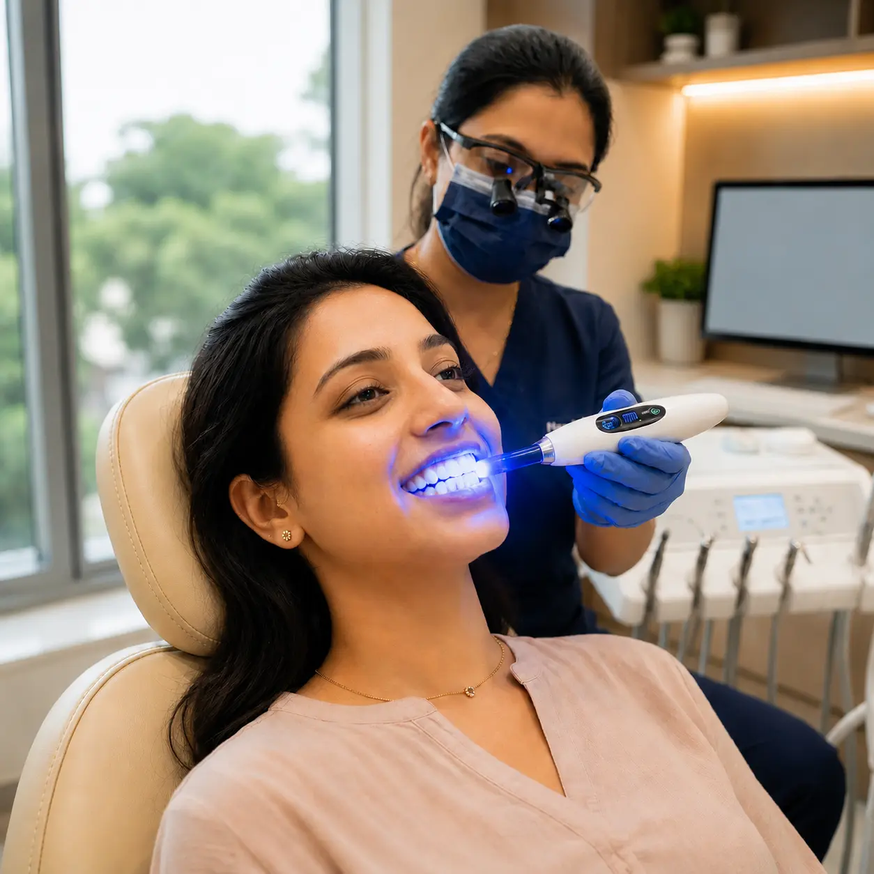 Patient Smile showing results after Laser Teeth Whitening Treatment